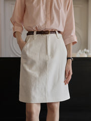 ホワイト ジャカード ハイウエストAラインスカート