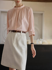 ホワイト ジャカード ハイウエストAラインスカート