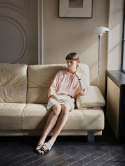 ホワイト ジャカード ハイウエストAラインスカート