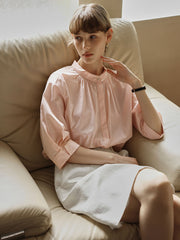 ホワイト ジャカード ハイウエストAラインスカート