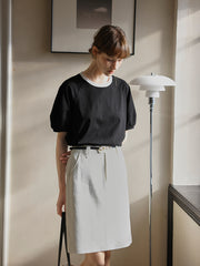 ホワイト ジャカード ハイウエストAラインスカート