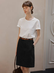 ホワイト ジャカード ハイウエストAラインスカート