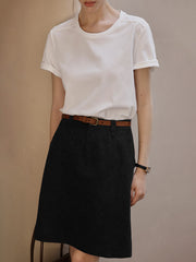 ホワイト ジャカード ハイウエストAラインスカート