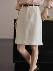 ホワイト ジャカード ハイウエストAラインスカート