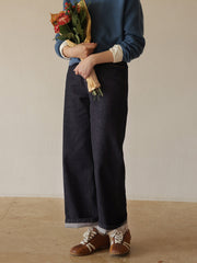 ハイウエスト ストレートデニムパンツ