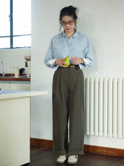 ブルーストライプロングスリーブシャツ