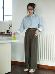 ブルーストライプロングスリーブシャツ