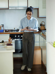 ブルーストライプロングスリーブシャツ