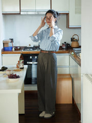 ブルーストライプロングスリーブシャツ