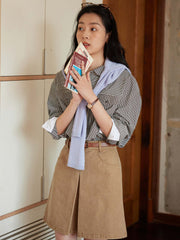 ブルーストライプロングスリーブシャツ