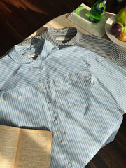 ブルーストライプロングスリーブシャツ