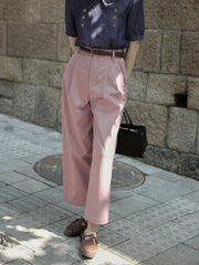 ハイウエスト ストレートクロップドパンツ