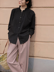 フリルルーズフィットロングスリーブシャツ