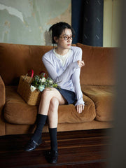 フェイクツーピース Vネックニット