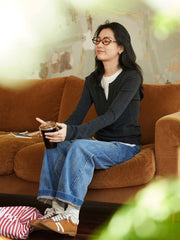 フェイクツーピース Vネックニット