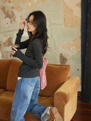 フェイクツーピース Vネックニット