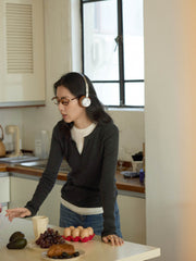 フェイクツーピース Vネックニット