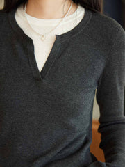 フェイクツーピース Vネックニット