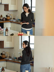 フェイクツーピース Vネックニット