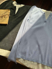 フェイクツーピース Vネックニット