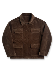 製品画像: コーデュロイ四つポケットジャケットの全体画像 | ヴィンテージワークジャケット
詳細画像: コーデュロイ生地のディテールと四つポケットデザイン | 100%コットン素材