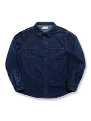 製品画像:
アメカジ風金属スタッズデニムシャツ全体展示。高品質なデニム生地を使用し、ヴィンテージ感のあるデザインで、アメリカンカジュアルスタイルを表現。
詳細画像:
胸部の金属スタッズ付きダブルポケットと立体裁断のディテール。スタッズと立体裁断が、視覚的な層感と耐久性を引き立てます。