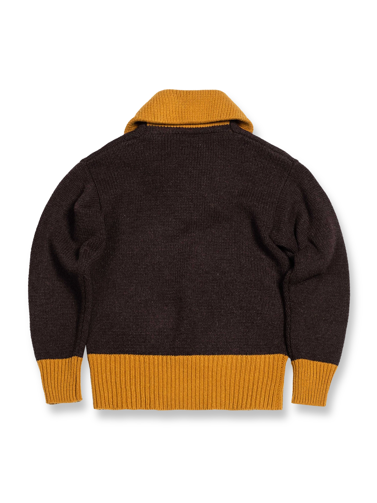 製品画像: ビッグカラー配色ウールセーター全体画像(秋冬カレッジスタイル)
詳細画像: セーターのビッグカラーと配色ディテール(オーストラリア産ピュアウール使用)
