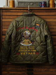 製品画像: クラシックな「竜と虎」刺繍入りコットンライナージャケット全体画像
詳細画像: 袖部分の「竜と虎」刺繍ディテール