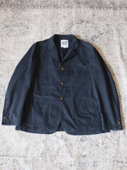 製品画像: ヴィンテージヘリンボーンウォッシュジャケットの全体画像、独特な時代感を持つデザイン
詳細画像: ウォッシュ加工されたヘリンボーン柄の生地とヴィンテージメタルボタンのディテール