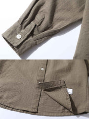 無地3色 コットンワークシャツ