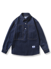 デニムポロシャツ 長袖ジャケット