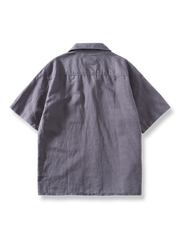 キューバカラー リネン 半袖シャツ