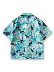 トロピカルジャングルプリント ハワイアン 半袖シャツ