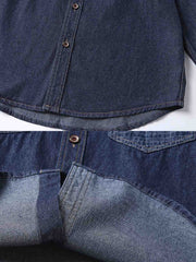 フラップポケット付き デニムシャツ