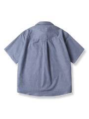 縦ストライプ テクスチャード 半袖シャツ