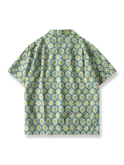 幾何学柄ハワイアン半袖シャツの全体像