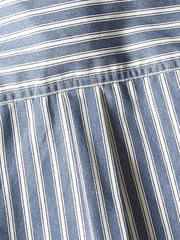 ストライプ柄とデニム素材のディテール展示、現代的な工芸技術の要素をアピール。