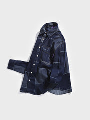 ボロ風パッチワークデニムシャツ