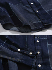 ボロ風パッチワークデニムシャツ