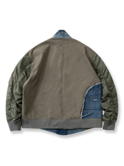 製品画像: マルチポケットデニムパッチワークはんてんジャケットの全体図