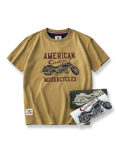 アメカジ定番 抜染プリントバイカーTシャツ