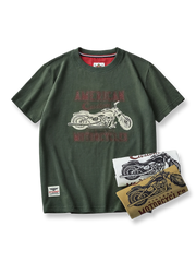 アメカジ定番 抜染プリントバイカーTシャツ