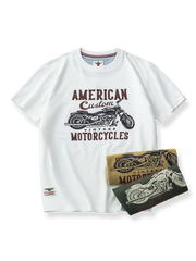 アメカジ定番 抜染プリントバイカーTシャツ