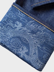 辰年限定 植物染め 純綿デニムパンツ