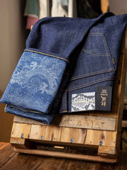 辰年限定 植物染め 純綿デニムパンツ