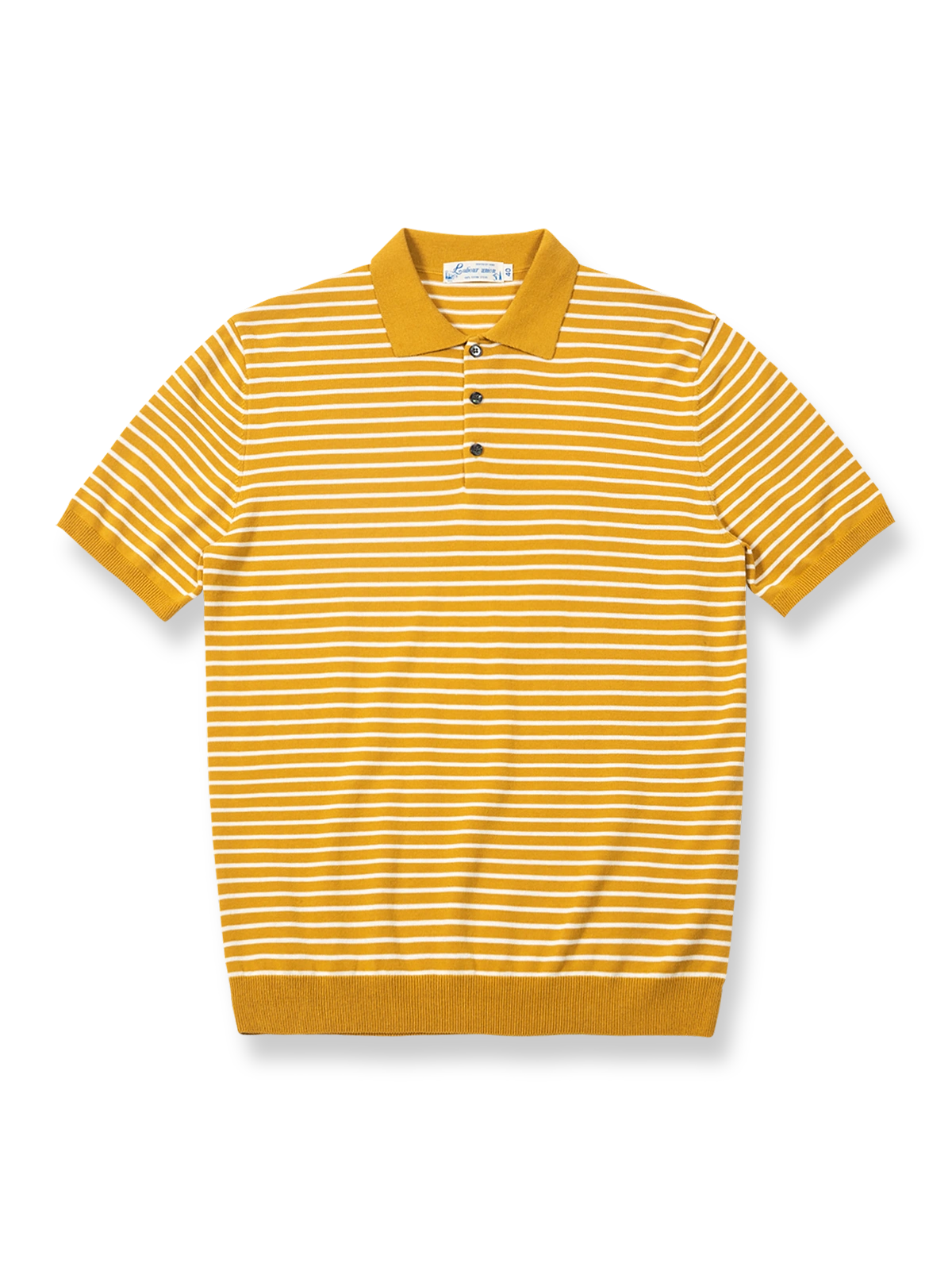 高撚コーマ糸半袖ストライプポロシャツの正面展示