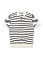 高撚コーマ糸半袖ストライプポロシャツの正面展示