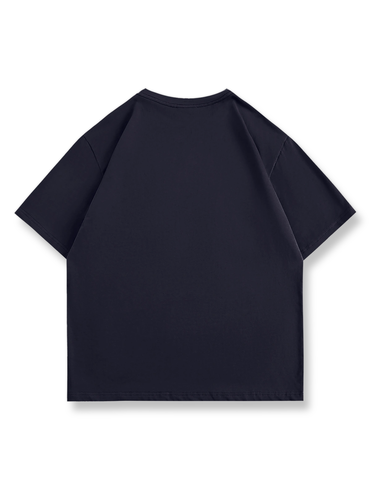 グレー、ブラウン、ダークブルーの3色展示のメンズポケット刺繍クルーネックルーズフィット半袖Tシャツ