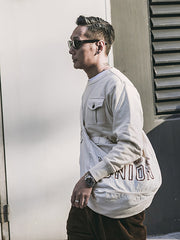 立体ポケット付き クルーネックコットンスウェット