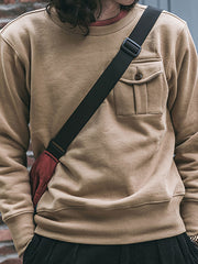 立体ポケット付き クルーネックコットンスウェット